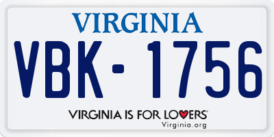 VA license plate VBK1756