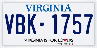 VA license plate VBK1757