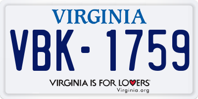 VA license plate VBK1759
