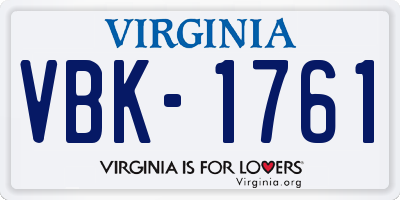 VA license plate VBK1761
