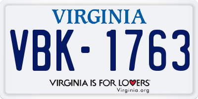 VA license plate VBK1763