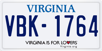 VA license plate VBK1764