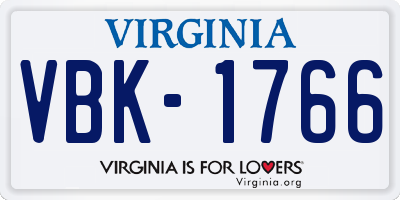 VA license plate VBK1766