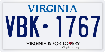 VA license plate VBK1767