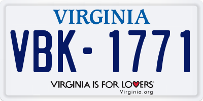 VA license plate VBK1771