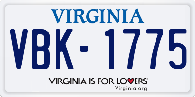 VA license plate VBK1775