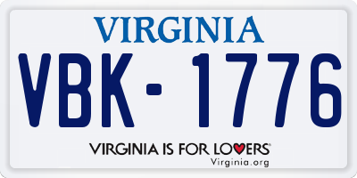 VA license plate VBK1776