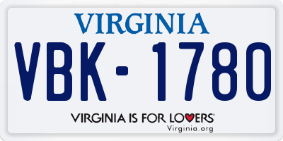 VA license plate VBK1780