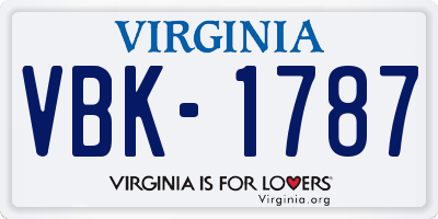 VA license plate VBK1787
