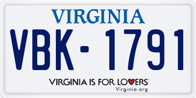 VA license plate VBK1791