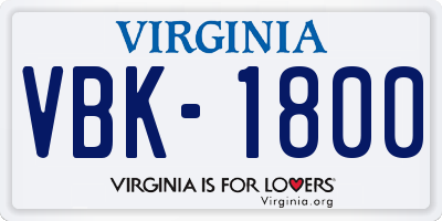 VA license plate VBK1800