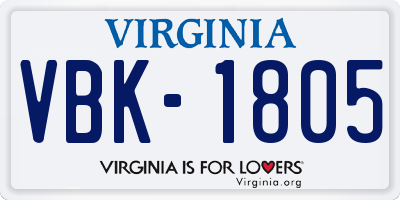 VA license plate VBK1805