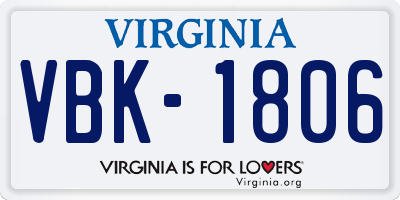 VA license plate VBK1806