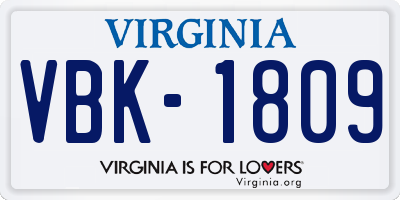 VA license plate VBK1809