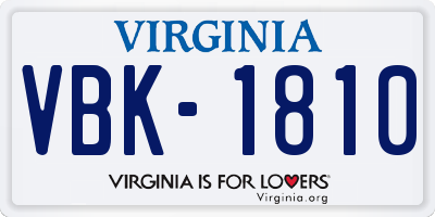 VA license plate VBK1810