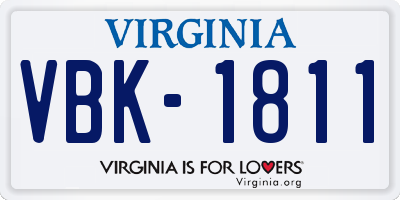 VA license plate VBK1811