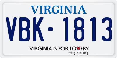 VA license plate VBK1813