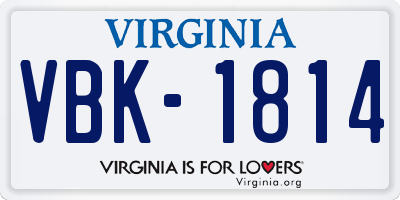 VA license plate VBK1814