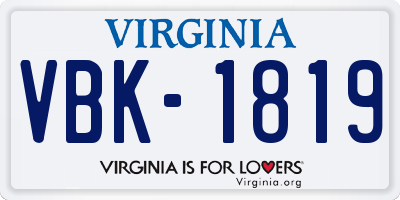 VA license plate VBK1819