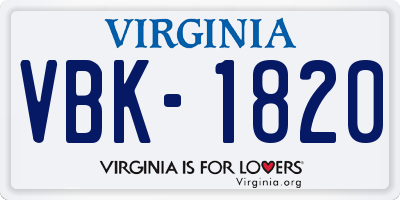 VA license plate VBK1820