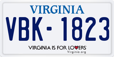 VA license plate VBK1823