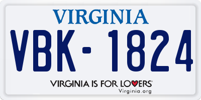 VA license plate VBK1824