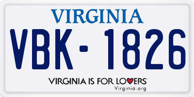 VA license plate VBK1826