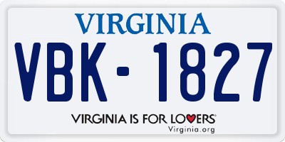 VA license plate VBK1827