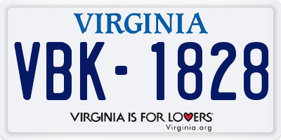 VA license plate VBK1828
