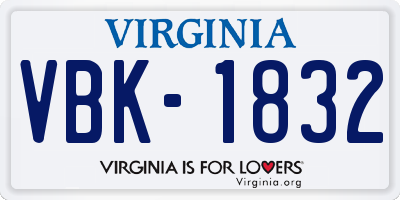 VA license plate VBK1832