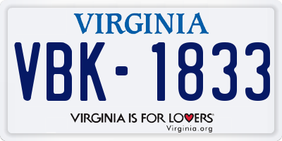 VA license plate VBK1833