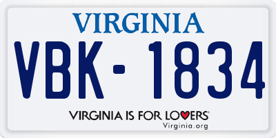 VA license plate VBK1834