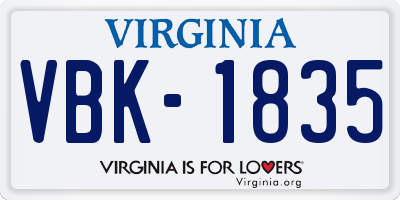 VA license plate VBK1835