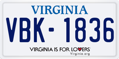 VA license plate VBK1836