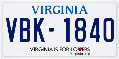 VA license plate VBK1840