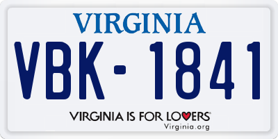 VA license plate VBK1841