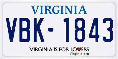 VA license plate VBK1843