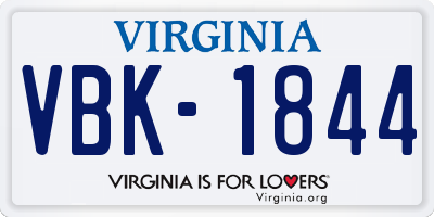 VA license plate VBK1844