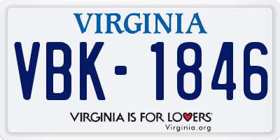 VA license plate VBK1846