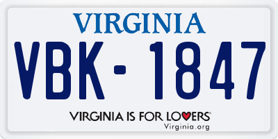 VA license plate VBK1847
