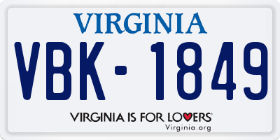VA license plate VBK1849