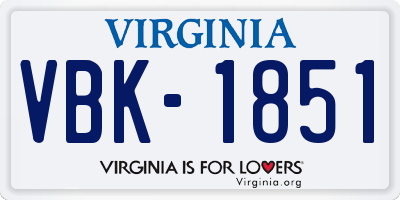 VA license plate VBK1851