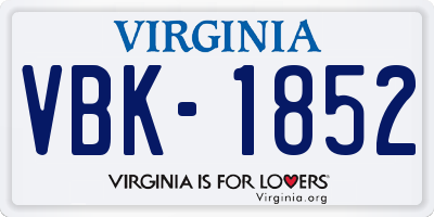 VA license plate VBK1852