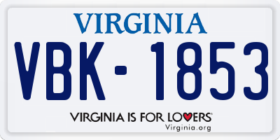 VA license plate VBK1853