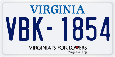 VA license plate VBK1854
