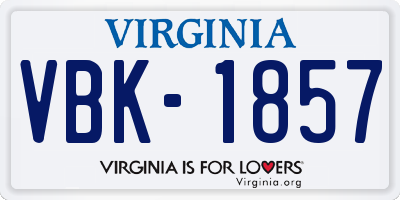 VA license plate VBK1857