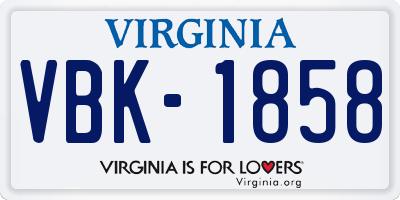 VA license plate VBK1858