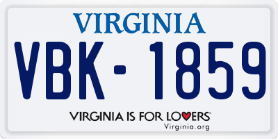 VA license plate VBK1859