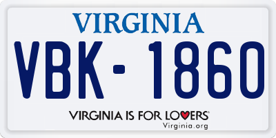 VA license plate VBK1860