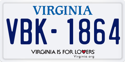 VA license plate VBK1864